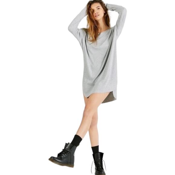 Joah Brown Tops - Joah Brown Ribbed Long Sleeve Tunic Top One Size New Heather Gray Soft Hi Low